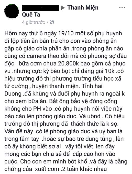 Hải Dương: Ban giám hiệu trường tiểu học Tứ Cường nói gì khi phụ huynh tố bữa ăn bán trú “bèo bọt”? - 1