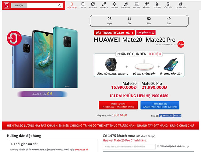 Gần 1600 suất đặt hàng Huawei Mate 20 Pro, CellphoneS lỡ hẹn với khách trong ngày mở bán - 2