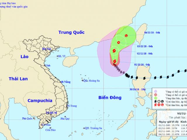 Bão Yutu giật cấp 12 bắt đầu đổi hướng, di chuyển chậm