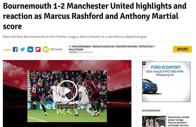 MU nghẹt thở hạ Bournemouth: Báo Anh nức nở khen Rashford & Mourinho - 5