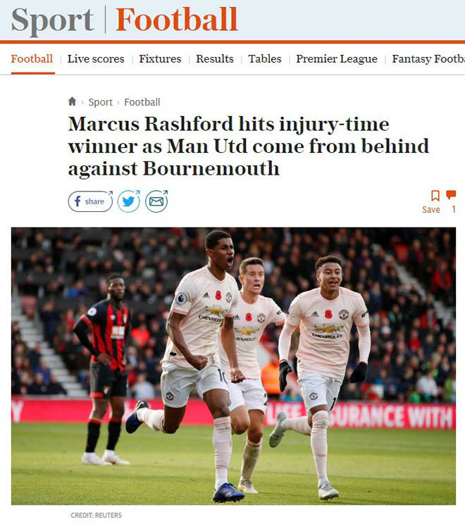 MU nghẹt thở hạ Bournemouth: Báo Anh nức nở khen Rashford & Mourinho - 4