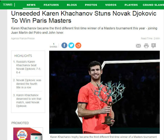 Djokovic thua sốc Paris Masters: Báo chí hả hê, tin Federer có thể báo thù - 3