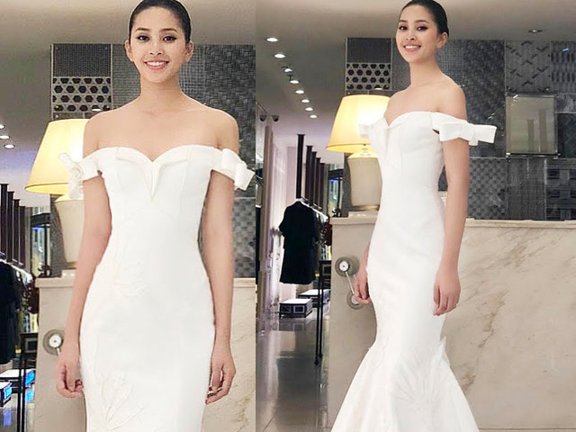 Tiểu Vy mặc váy trắng tinh khôi, xếp hạng 32 Top Model Miss World