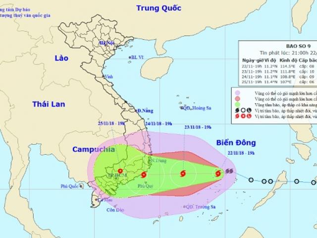 Bão số 9-USAGI đang quần thảo Trường Sa, bán kính gió 100km