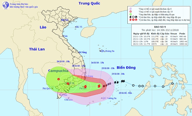 Bão số 9 tiếp tục mạnh thêm, bán kính gió ảnh hưởng lên tới 220km - 1