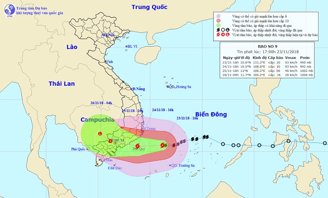 Bão số 9 giật cấp 12 hướng thẳng vào bờ, sóng biển cao 4-6m - 1