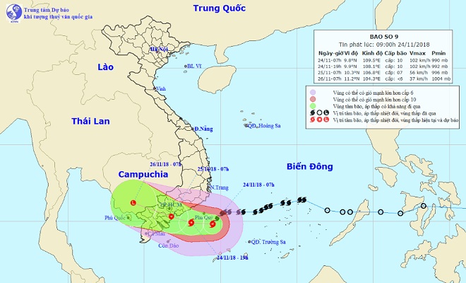 Bão số 9 giật cấp 12 áp sát đất liền, các tỉnh nào nằm trong tâm bão? - 1