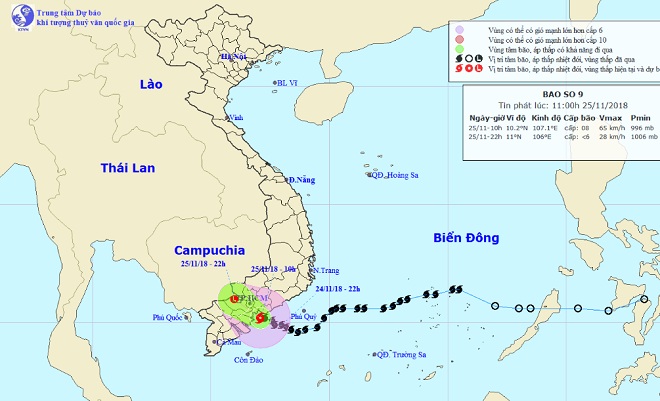 Bão số 9 vào gần bờ bất ngờ di chuyển chậm, đất liền đang mưa rất to - 1