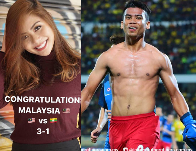Trong đội tuyển Malaysia, cầu thủ Safawi Rasid cũng khiến đồng đội ghen tị khi có bạn gái xinh như mộng, tên Anim Ezati Rizki, hiện đang là MC đài truyền hình. 