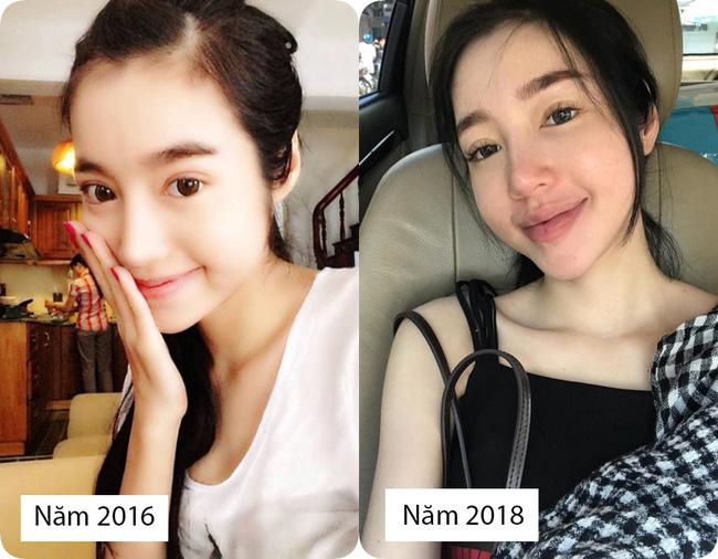 Đây là ảnh so sánh mặt mộc của Elly Trần năm 2016 và 2018.