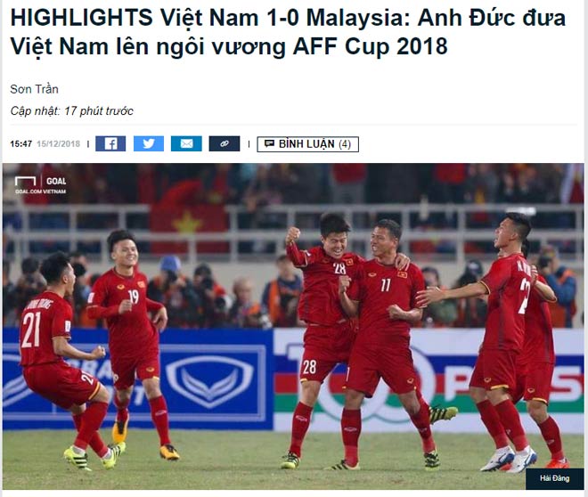 ĐT Việt Nam vô địch AFF Cup: Báo chí châu Á chúc mừng mốc son mới - 5