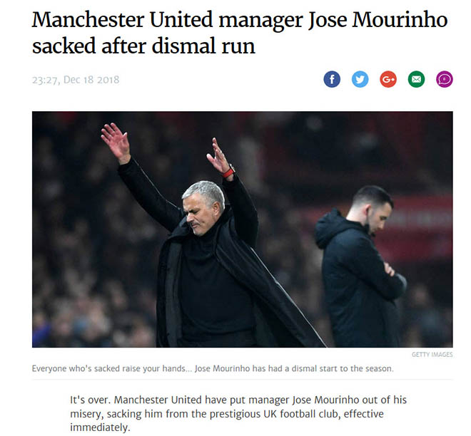 MU sa thải Mourinho: Báo chí thế giới xôn xao, fan &#34;Quỷ đỏ&#34; mở tiệc - 6