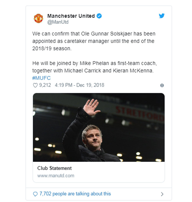 CHÍNH THỨC: MU bổ nhiệm huyền thoại Solskjaer thay Mourinho - 2