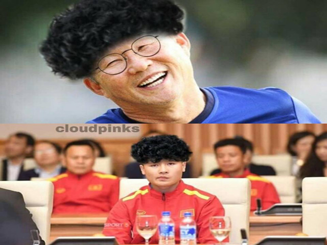 HLV Park Hang Seo và các cầu thủ cùng khoe tóc xoăn như Công Phượng