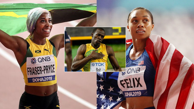 Fraser (trái) và Felix (phải) - hai người phụ nữ vượt kỷ lục của Bolt