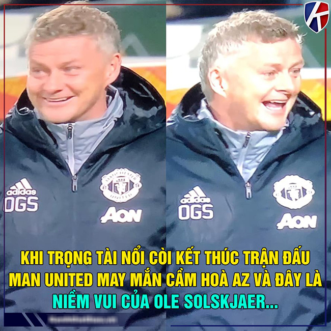 Đây là vẻ mặt vui mừng của Solskjaer khi MU cầm hòa "đại gia".