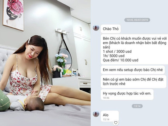 Người đẹp cho rằng &#34;tú bà&#34; kia biết rõ cô là ai nhưng vẫn cố tình nhắn tin đến gạ gẫm mặc dù&nbsp;trên trang cá nhân của mình, Mai Thỏ đã đăng cả ảnh của chồng và các con.&nbsp;Cô không ngại thừa nhận bản thân thường xuyên nhận được các tin nhắn với nội dung tương tự.