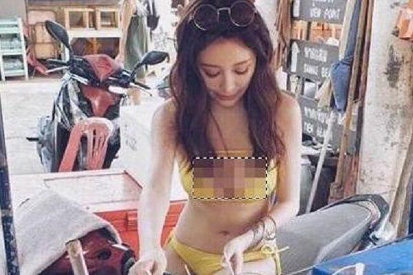 Hình ảnh cô gái mặc bikini bán trà sữa từng gây nhiều tranh cãi.&nbsp;