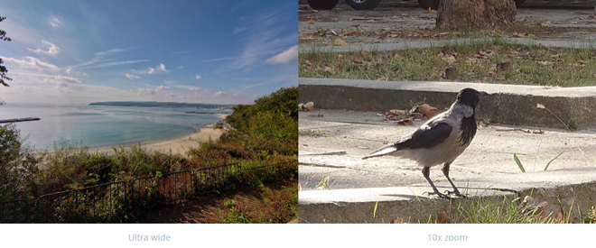 Ảnh góc rộng và ảnh zoom 10x.