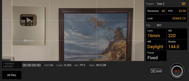 Giao diện cài đặt camera thủ công.