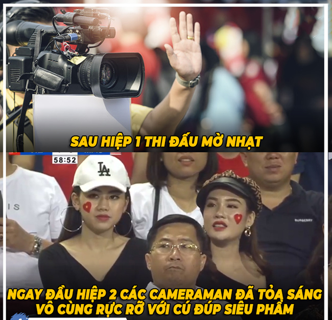 "Điểm nhấn" của các anh cameraman trong trận đấu ngày hôm qua.