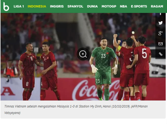 Báo chí Indonesia ấn tượng trước trận thắng của ĐT Việt Nam