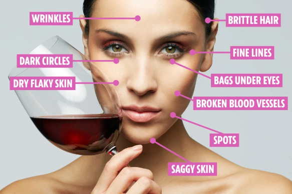 Uống nhiều khiến da mặt bạn lão hóa nhanh hơn bình thường.