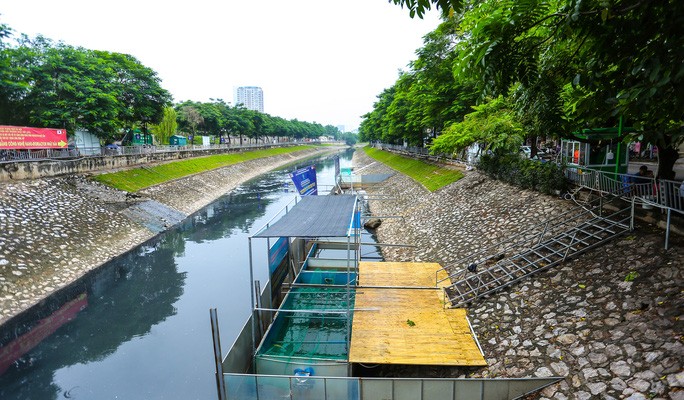 Khu vực thí điểm làm sạch đoạn sông Tô Lịch bằng công nghệ Nhật Bản