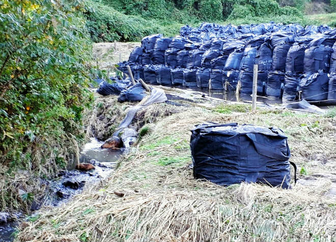 Hàng nghìn túi chứa phóng xạ bị cuốn trôi ra môi trường trong siêu bão Hagibis (ảnh minh họa)