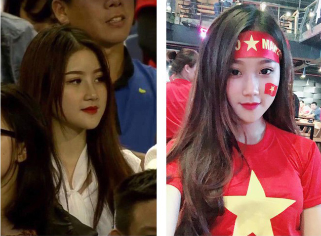 Trong trận đấu U23 Việt Nam gặp Thái Lan vào tháng 3 năm nay, mọi sự chú ý đổ dồn vào cô gái mặc áo trắng, gương mặt thon và mái tóc dài. Tuy chỉ xuất hiện vài giây đã đủ gây thương nhớ.