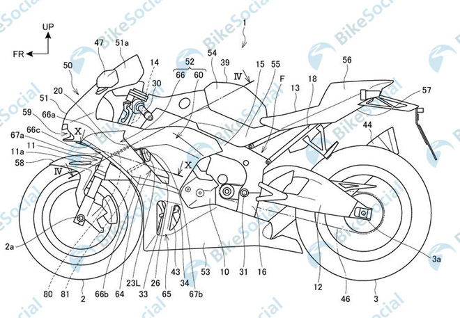 Bảng vẽ bằng sáng chế của&nbsp;Honda&nbsp;CBR1000RR Fireblade