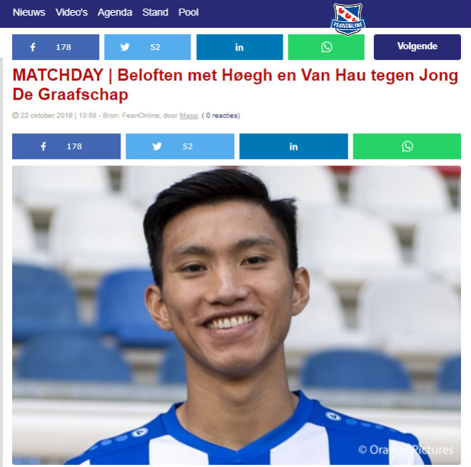 Pha kiến tạo của Văn Hậu trong trận đấu giữa đội trẻ Heerenveen và De Graafschap được ca ngợi hết lời