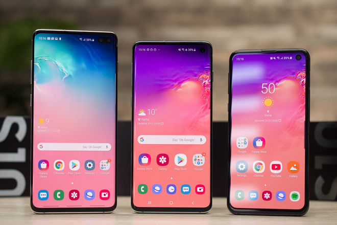 Bộ ba Galaxy S10+, Galaxy S10 và Galaxy S10e.