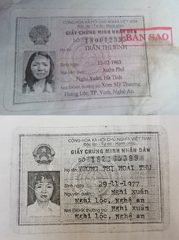 Không hiểu bằng cách nào mà các đối tượng đã làm giả giấy tờ chị Trần Thị Bình thành chị Vương Thị Hoài Thu để đi xuất khẩu lao động. Ảnh: Cảnh Thắng
