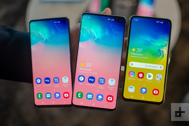 Galaxy S10, Galaxy S10+ và Galaxy S10e (từ trái sang).