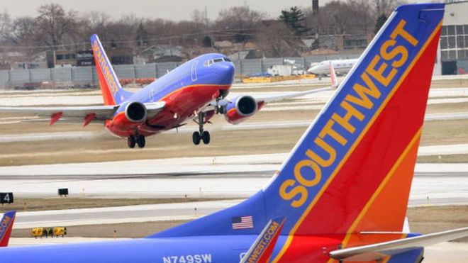 Máy bay của hãng hàng không Southwest Airlines.