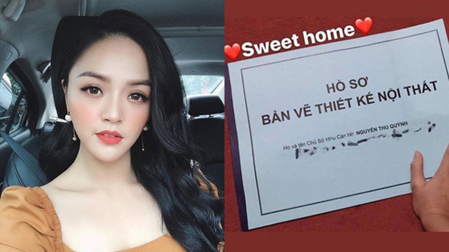 Sau thành công của "Về nhà đi con", Thu Quỳnh là cái tên thu hút được sự chú ý của người hâm mộ. Diễn xuất của bà mẹ một con nhận được nhiều lời khen của khán giả. Cách đây vài ngày, Thu Quỳnh chia sẻ bức ảnh chụp hồ sơ bản vẽ thiết kế nội thất chuẩn bị cho việc sửa sang và dọn về nhà mới tậu kèm dòng chú thích "sweet home". Chia sẻ với truyền thông, "chị Huệ" tiết lộ cuối năm nay cả cô và con trai sẽ chính thức dọn về nhà mới này.