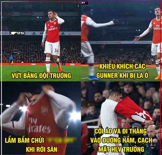 Đội trưởng Xhaka "bật" lại người hâm mộ khi bị thay khỏi sân.