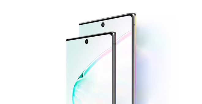 Galaxy Note 10 với "lỗ khuyên" chính giữa màn hình.