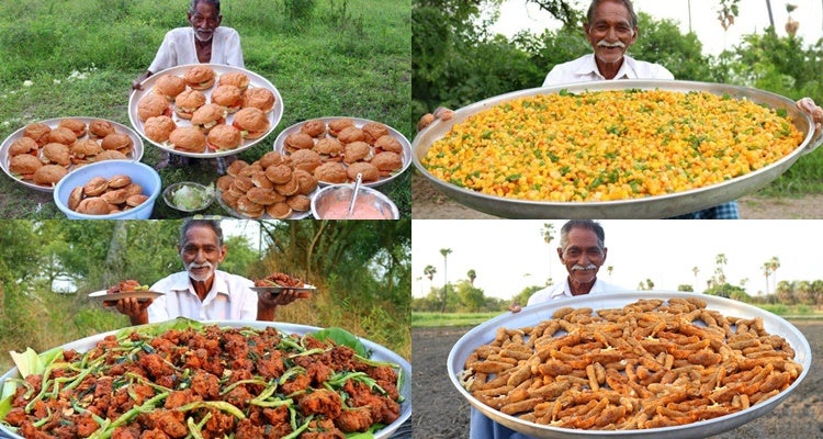 Cụ Narayana Reddy được cho là người khởi xướng trào lưu món ăn "siêu to, khổng lồ" trên Youtube&nbsp;