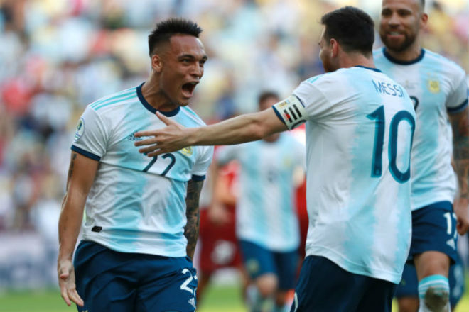 Lautaro Martinez và Lionel Messi từng sát cánh ở ĐT Argentina dự Copa America 2019 trên đất Brazil