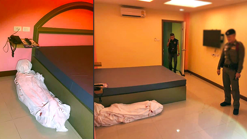 Bức ảnh chụp trong phòng khách sạn nơi nhân viên báo rằng phát hiện một xác chết bọc trong ga trải giường