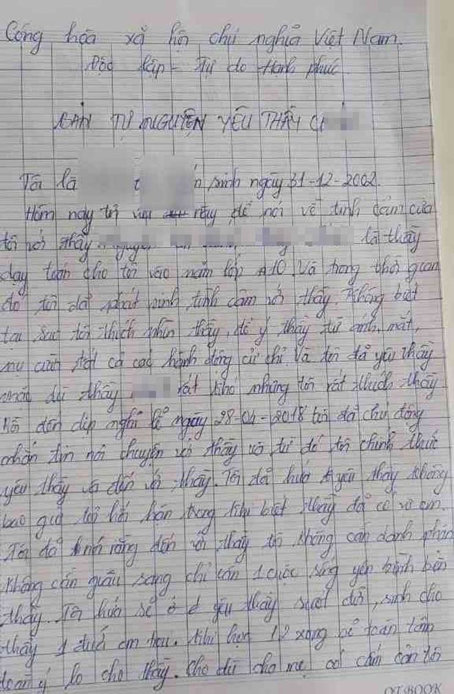 Đây là 1 phần "Bản tự nguyện yêu thầy C." được cho của nữ sinh T. viết ra và được đưa lên mạng xã hội