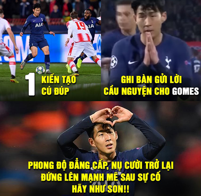 Cách Son Heung Min đứng lên sau sự cố.