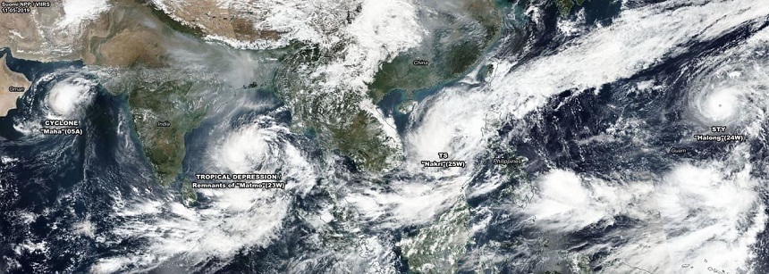 Sự xuất hiện của 3 cơn bão và 1 áp thấp nhiệt đới trên cùng một dải hội tụ nhiệt đới liên đại dương