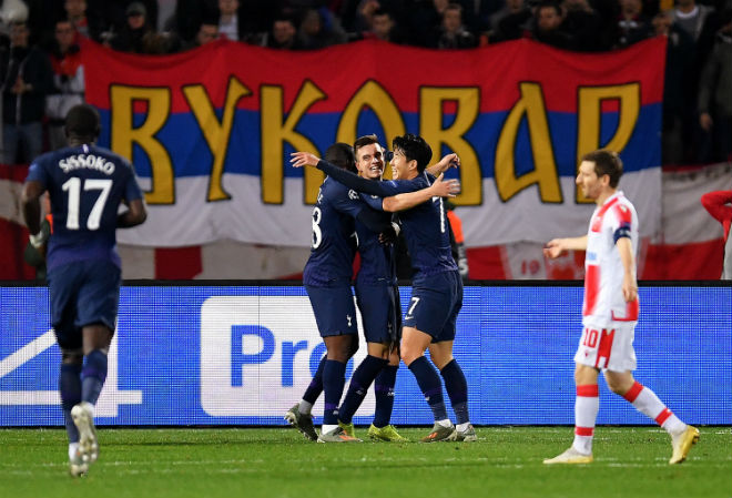 Son Heung Min lập cú đúp giúp đương kim á quân Champions League - Toittenham đại thắng 4-0 trên sân của Sao Đỏ Belgrade