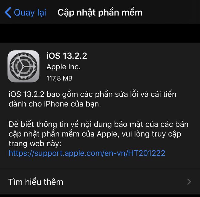 Apple phát hành iOS 13.2.2