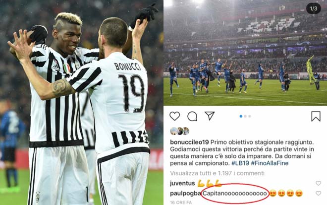 Pogba và thông điệp trên Instagram của Bonucci mới đây