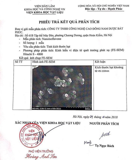 Nano isoflavone có trong Nano mầm đậu nành FlaGold có kích cỡ siêu nhỏ từ 45 – 110nm