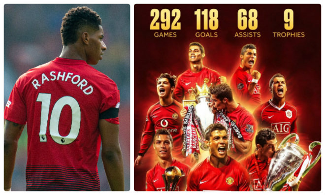 Mặc áo số 10&nbsp;nhưng Rashford đang nuôi tham vọng trở thành "số 7" huyền thoại của MU như Ronaldo